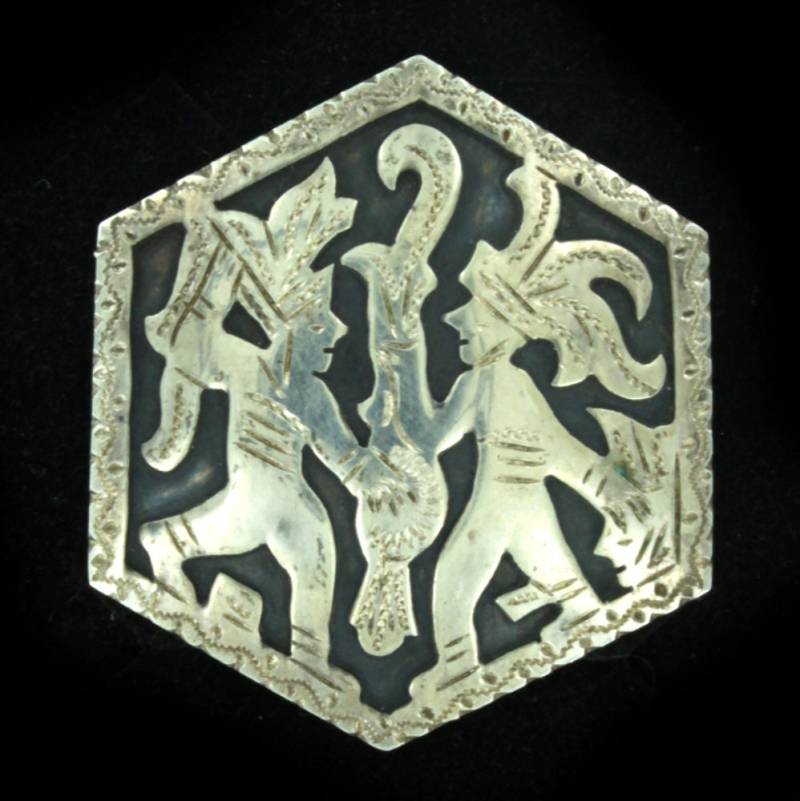 Vintage Guatemala 900 Silber Azteken Vogel Gott Geätzt Mtr Schicht Brosche 1, 5 "/ Gutes Geschenk/Für Sie Ihn von EllisAntiques