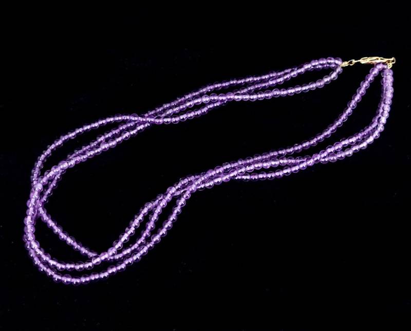 Vintage Mid Century Vergoldete Amethyst Perlen Halskette 16, 5"/Perlenschmuck Schmuck Gutes Geschenk Für Sie von EllisAntiques