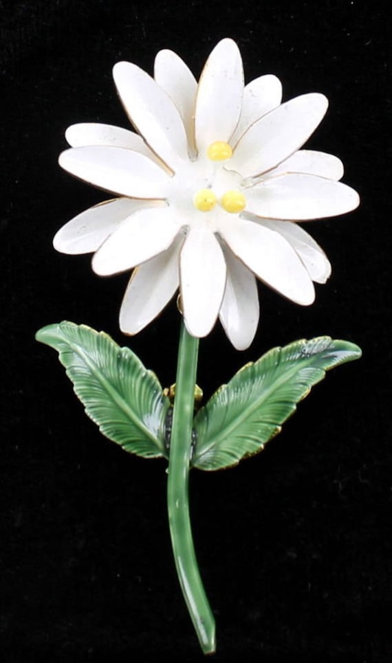 Vintage Signierte Mid Century Sandor Emaille Gänseblümchen Blumen Brosche/Große Blume Gutes Geschenk von EllisAntiques