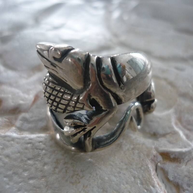 Sterling Silber Tier Ring, Eidechse Form Oxidierte Statement Chunky Ring Sterling Silber Tier Ring, Eidechse Form Oxidierte Statement Chunky Ring von Ellishshop