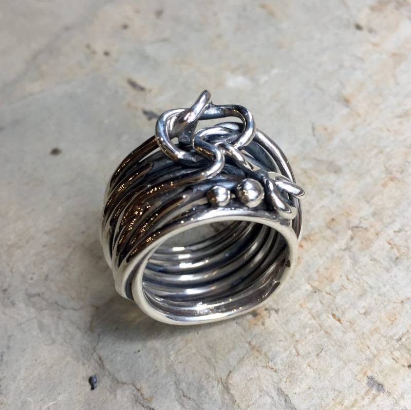Sterling Silber Umwickelt Ring, Band, Draht Breite Silberband, Boho Statement Ring K'550 von Ellishshop