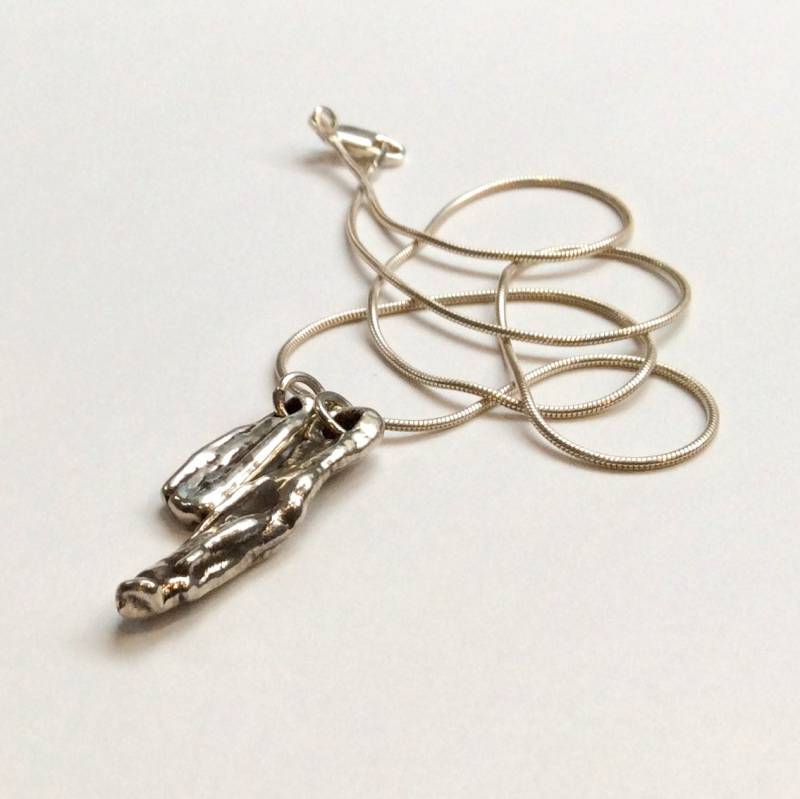 sterling Silber Nugget Anhänger, Rustikale Oxidierte Halskette, Grobe Einfache Moderne Boho Nuggets Halskette von Ellishshop