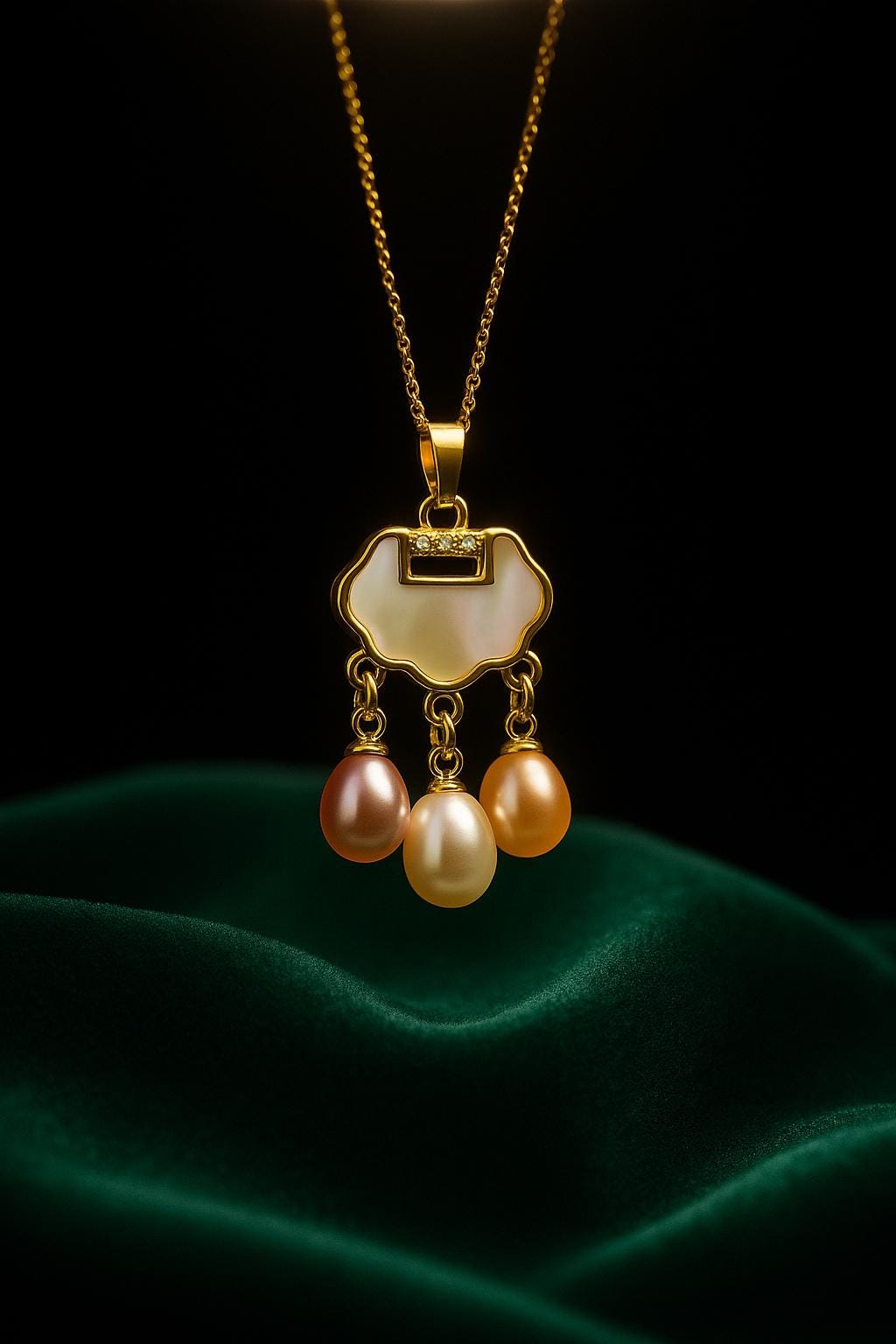 Cloud Pearl Drop Necklace - 18K Gold-Plated Mother-Of-Pearl Pendant With Multicolor Drops, Whimsical Gift For Her By Ellociel von Ellociel