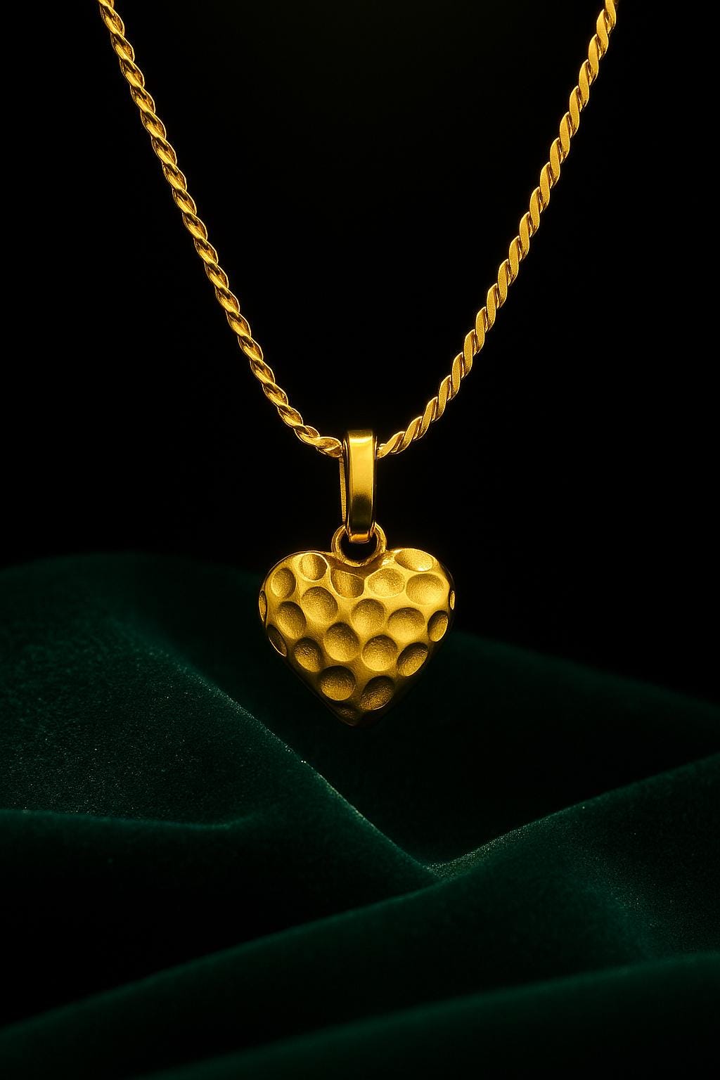 Hammered Gold Heart Necklace - 18K Gold-Plated Pendant On Twisted Chain, Minimalist Modern Jewelry, Gift For Her By Ellociel von Ellociel