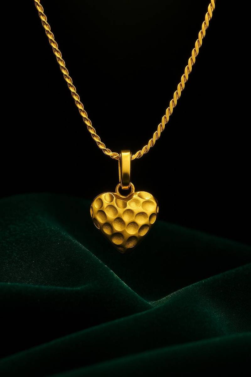 Hammered Gold Heart Necklace - 18K Gold-Plated Pendant On Twisted Chain, Minimalist Modern Jewelry, Gift For Her By Ellociel von Ellociel