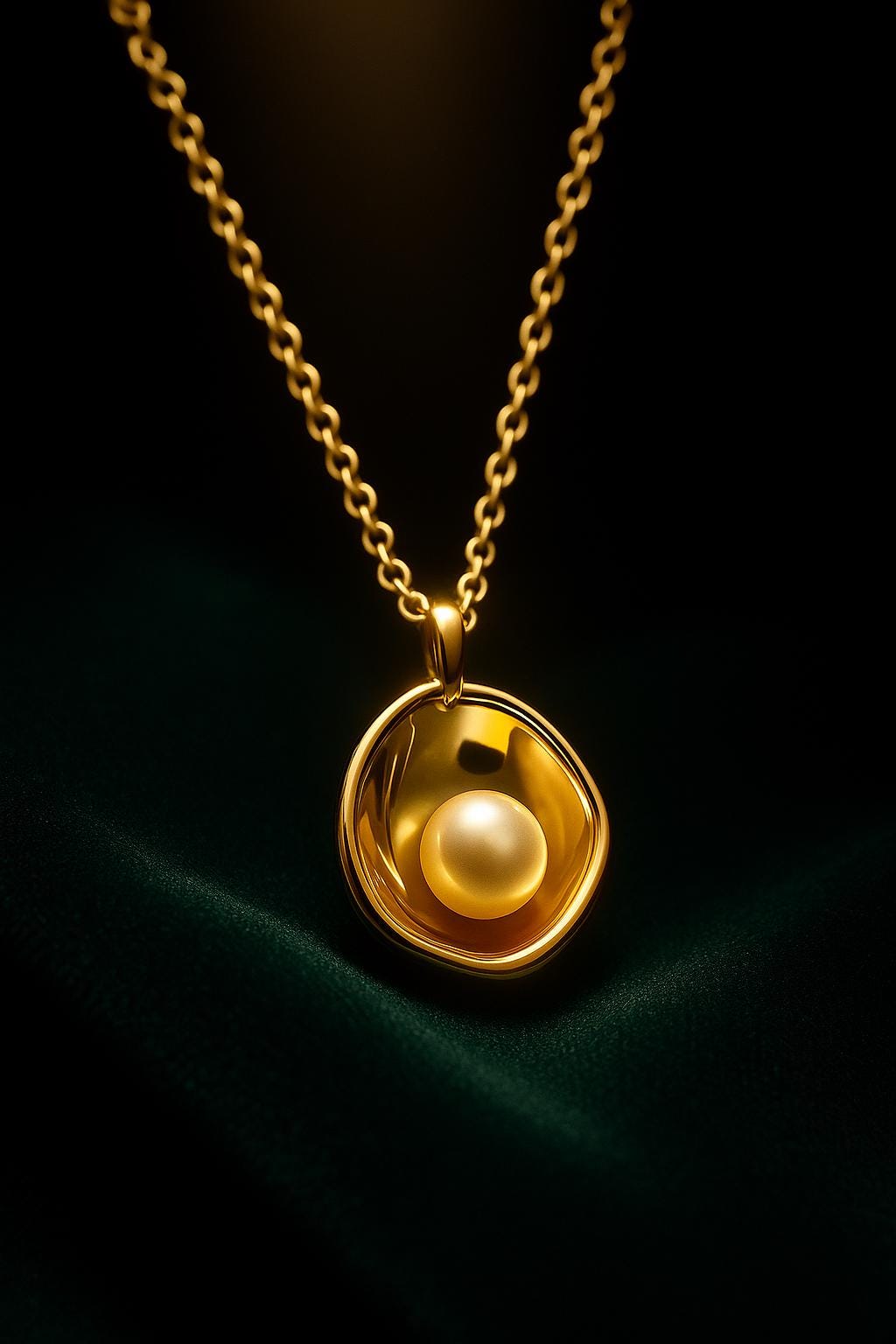 Modern Ripple Pearl Necklace - 18K Gold-Plated Pendant, Minimalist Holiday Jewelry, Gift For Her By Ellociel von Ellociel