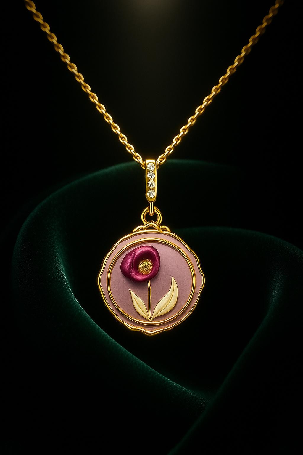 Purple Flower Pendant Necklace - 18K Gold-Plated Enamel Charm With Cz Bail, Whimsical Garden-Inspired Gift By Ellociel von Ellociel