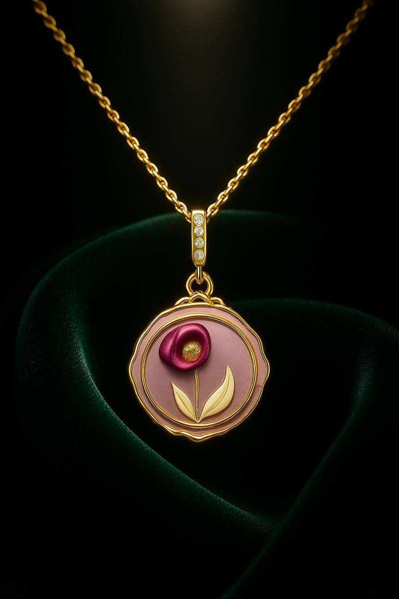 Purple Flower Pendant Necklace - 18K Gold-Plated Enamel Charm With Cz Bail, Whimsical Garden-Inspired Gift By Ellociel von Ellociel