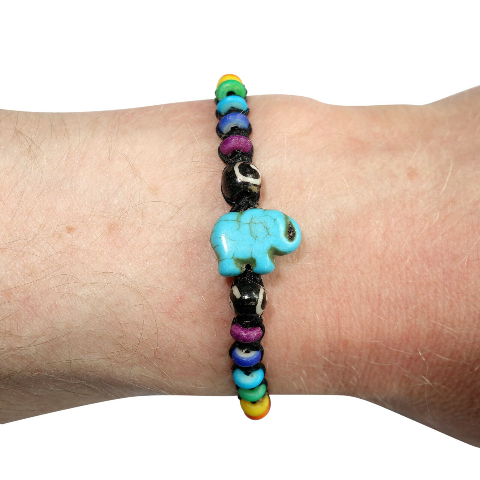 Elefant Armband Regenbogen Perlenarmband Armreif Herren Damen Jungen Mädchen Schmuck von ElluLtd