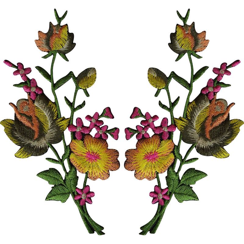 Paar Rose Blume Patches Eisen Annähen Blumen Gestickt Patch Badge Handwerk von ElluLtd