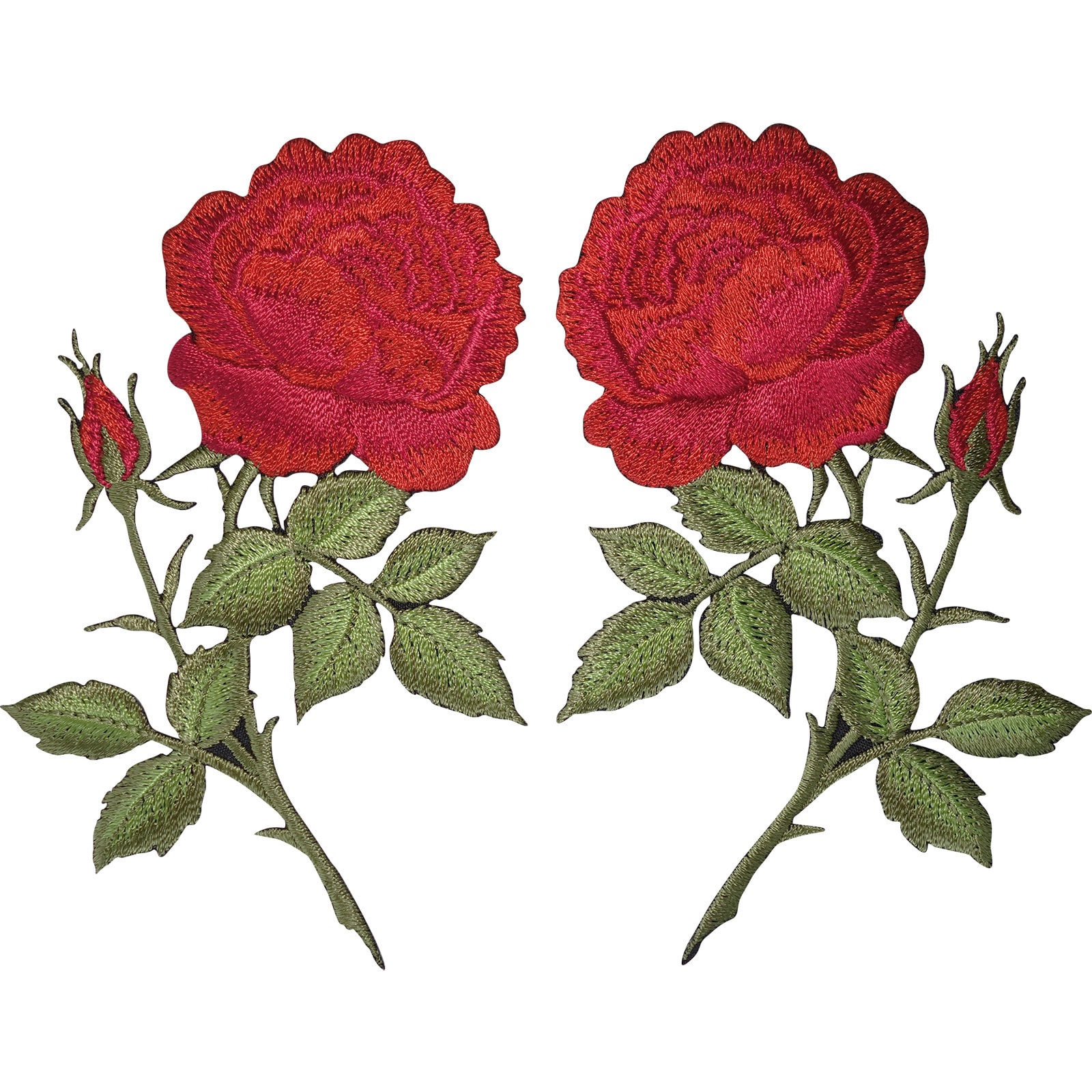 Paar Rote Rose Blume Patches Aufbügeln Aufnähen Auf Jeans Kleidung Blumen Patch Abzeichen von ElluLtd