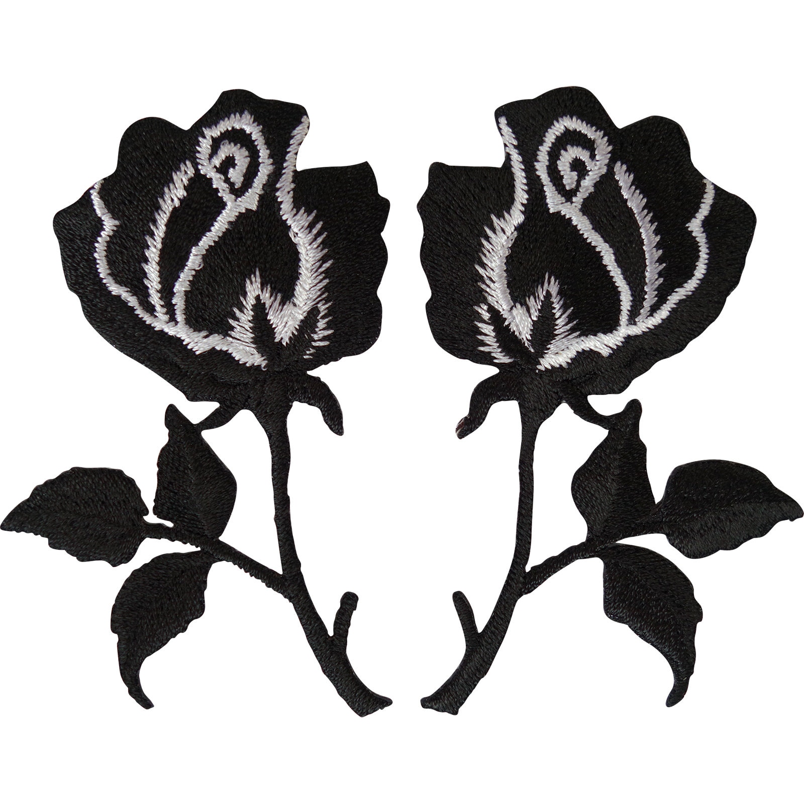 Paar Schwarze Rose Patches Aufbügeln Jacke T-Shirt Jeans Blume Patch Abzeichen von ElluLtd