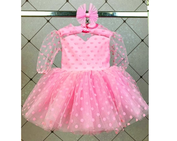 Mädchen Baby Transparent Flock Tüll Flauschiges Kleid von Ellussi