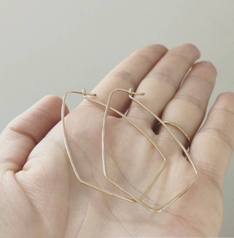 Große Facettierte Tropfen Creolen, Silber Oder Gold Große Facettierte Tropfen Creolen, Silber Oder Gold von ElmDesignsAK