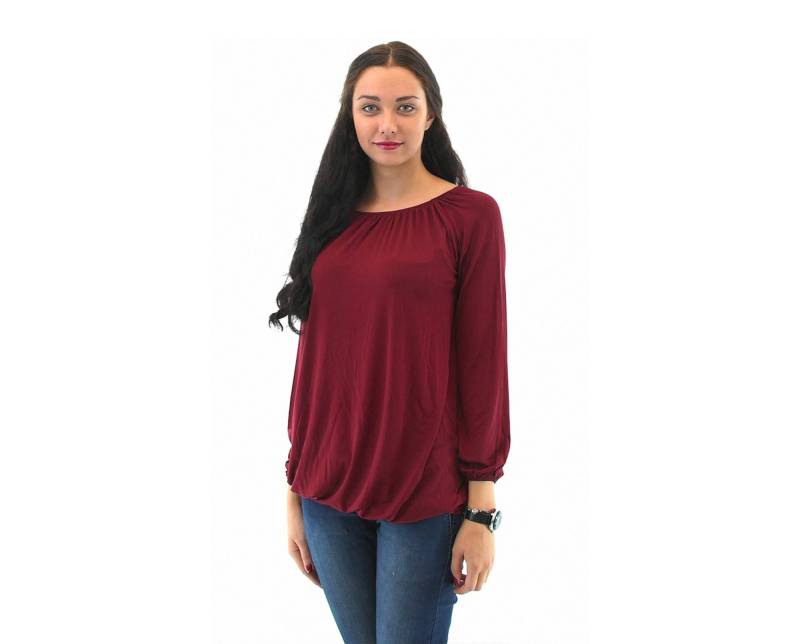 Bordeaux Bluse, Mit Langen Ärmeln Und Freiem Schnitt Bordeaux Bluse, Mit Langen Ärmeln Und Freiem Schnitt von ElmairaShopping