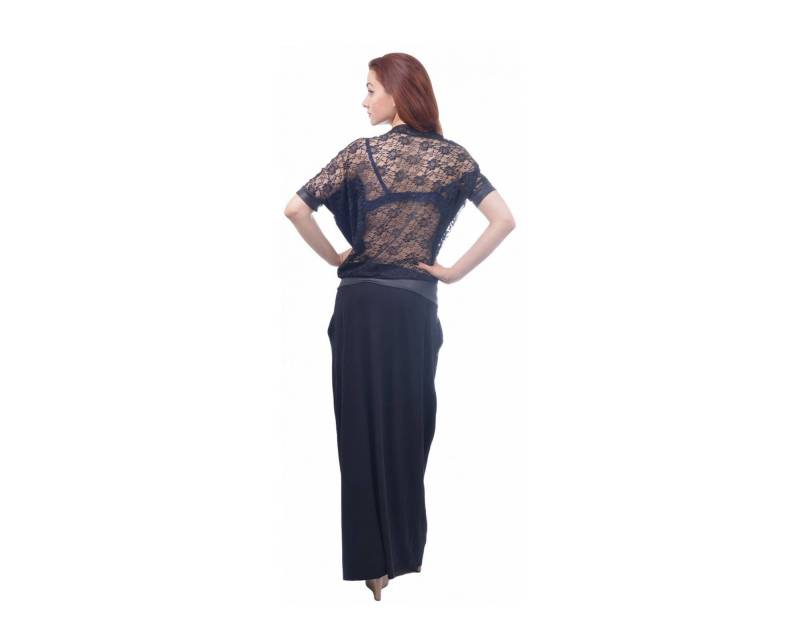 Langes Schwarzes Kleid Mit Kunstlederelementen Und Spitze Hinten/Ein Schulterkleid Halben Ärmeln, Bodenlanges Fledermauskleid Lockeres Baggykleid Langes Schwarzes Kleid Mit Kunstlederelementen Und Spitze Hinten/Ein Schulterkleid Halben Ärmeln, Bodenlanges Fledermauskleid Lockeres Baggykleid von ElmairaShopping