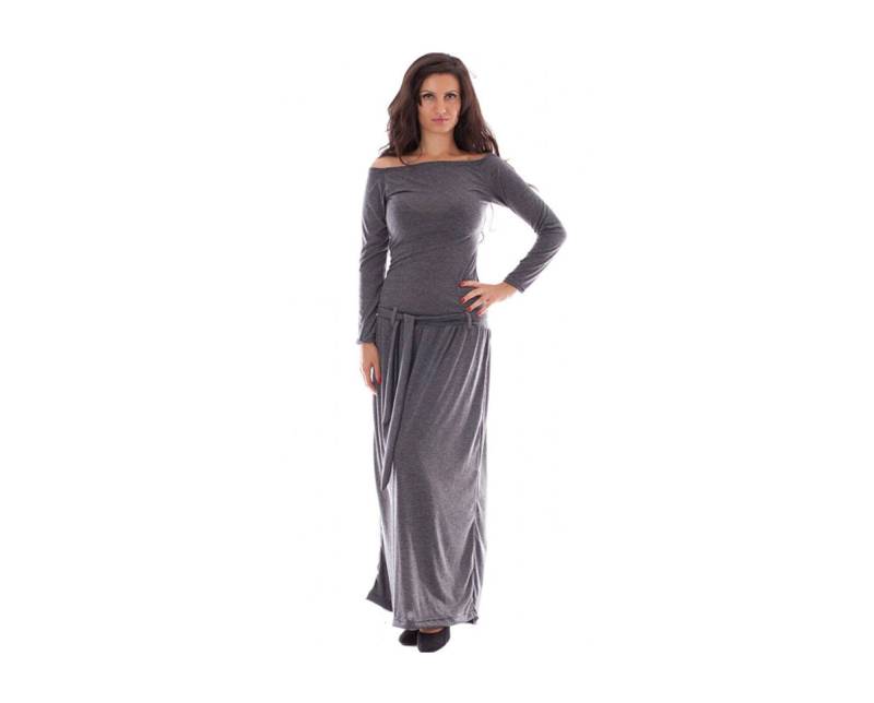 Plus Size Langes Kleid, Maxi Graues Fit Midi Boho Hippie Kurzarm Kleid von ElmairaShopping