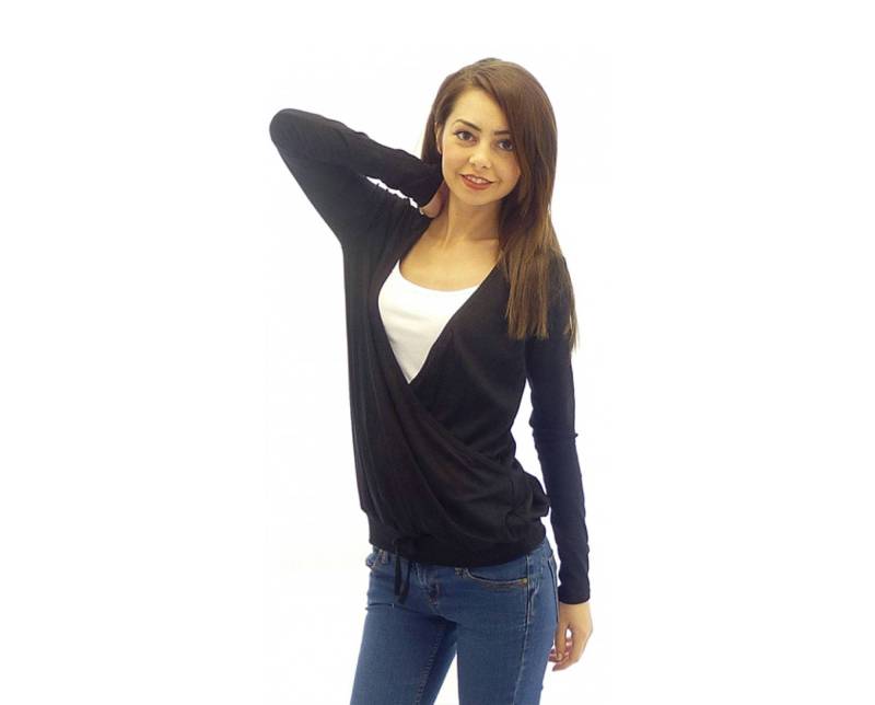 Schwarze Damenbluse, Mit Tiefem Hals von ElmairaShopping