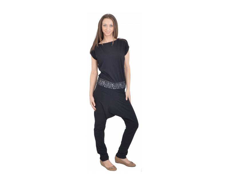 Schwarzer Jumpsuit, Mit Tropfen Schritt Unten Und Kurzen Ärmeln Schwarzer Jumpsuit, Mit Tropfen Schritt Unten Und Kurzen Ärmeln von ElmairaShopping