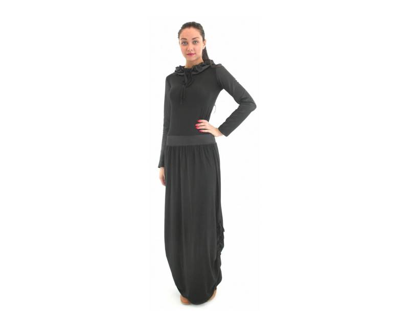 Schwarzes Langarm Kapuzenkleid/Jersey Lässiges Kleid Plus Size Maxikleid Boho Langes Mit Kapuze Bubble Schwarzes Langarm Kapuzenkleid/Jersey Lässiges Kleid Plus Size Maxikleid Boho Langes Mit Kapuze Bubble von ElmairaShopping