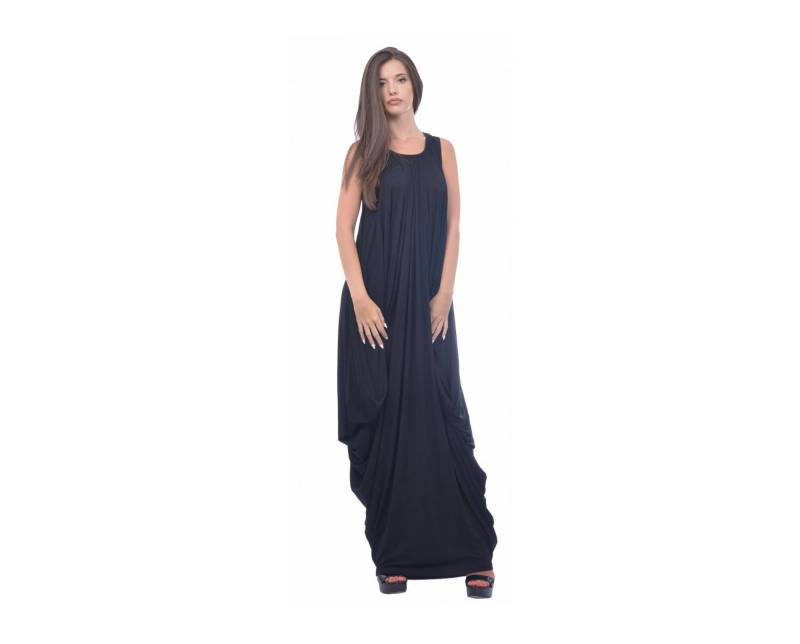 Schwarzes Tank Top Kleid/Langes Bodenlanges Plus Size Maxikleid Baggykleid Bubble Lockeres Ärmelloses von ElmairaShopping