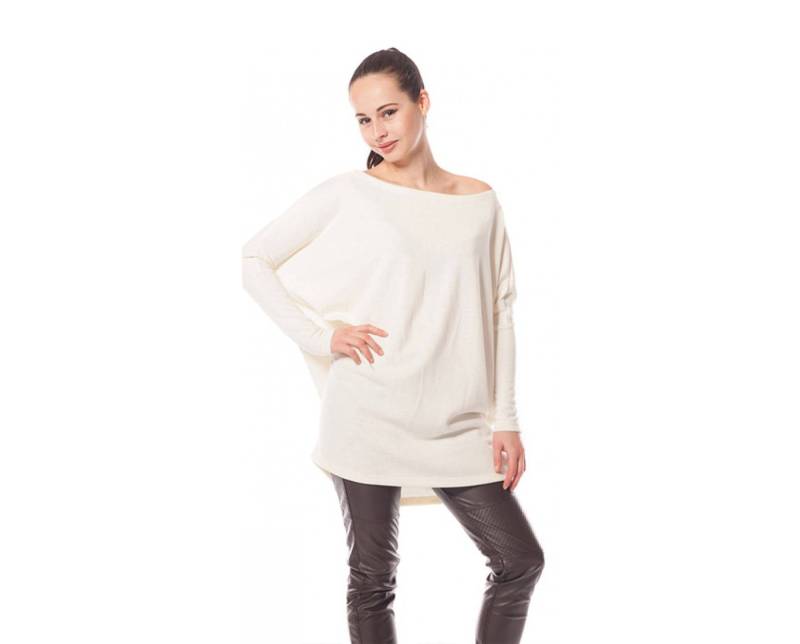 Weißer Gestrickter Pullover, Plus Size Loose Jumper, Maxi Strickpullover, Puller von ElmairaShopping