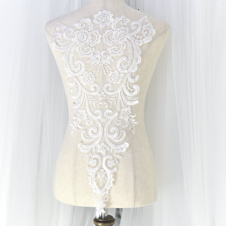 Braut Rayon Spitzen Applikation Gesticktes Hochzeitskleid Mieder | 59x32cm Braut Rayon Spitzen Applikation Gesticktes Hochzeitskleid Mieder | 59x32cm von Elmalaceapplique