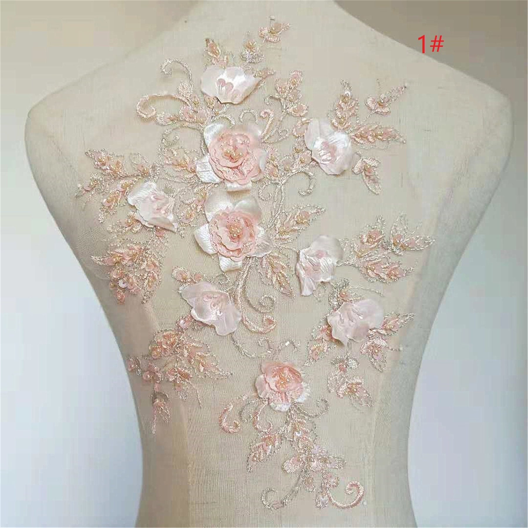 Florale 3D-Spitzen-Applikation Viskose Brautkleid Mieder | 32 X 21 cm Florale 3D-Spitzen-Applikation Viskose Brautkleid Mieder | 32 X 21 cm von Elmalaceapplique