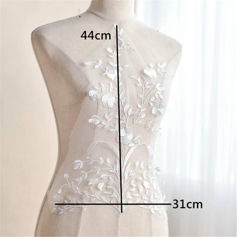 Florale Kunstseide Spitze Applikation Off-White Brautkleid Verzierung | 44x31cm Florale Kunstseide Spitze Applikation Off-White Brautkleid Verzierung | 44x31cm von Elmalaceapplique