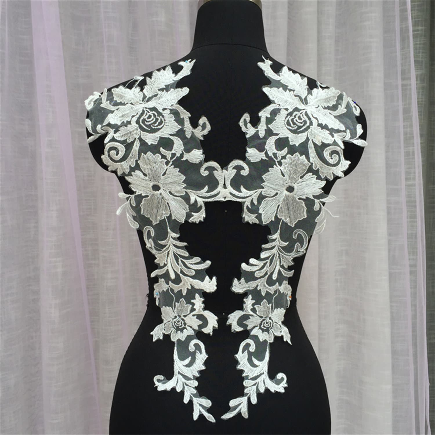 Florale Rayon-Spitze Applikation - Brautkleid-Verzierung | 1 Paar Florale Rayon-Spitze Applikation - Brautkleid-Verzierung | 1 Paar von Elmalaceapplique