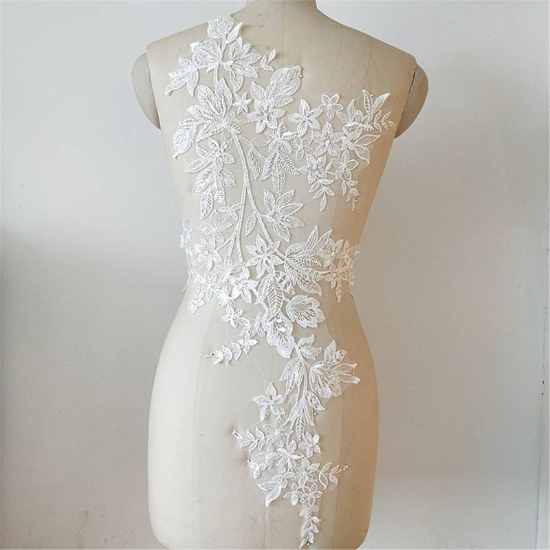 Florale Spitze Applikation Off-White Rayon Brautkleid Verzierung | 43 X 74 cm Florale Spitze Applikation Off-White Rayon Brautkleid Verzierung | 43 X 74 cm von Elmalaceapplique
