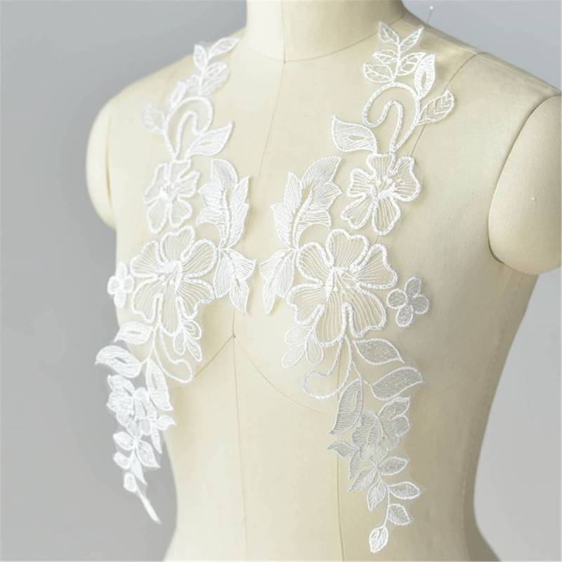 Florale Spitze Applikation Paar Off-White Rayon Brautkleid Verschönerung Florale Spitze Applikation Paar Off-White Rayon Brautkleid Verschönerung von Elmalaceapplique