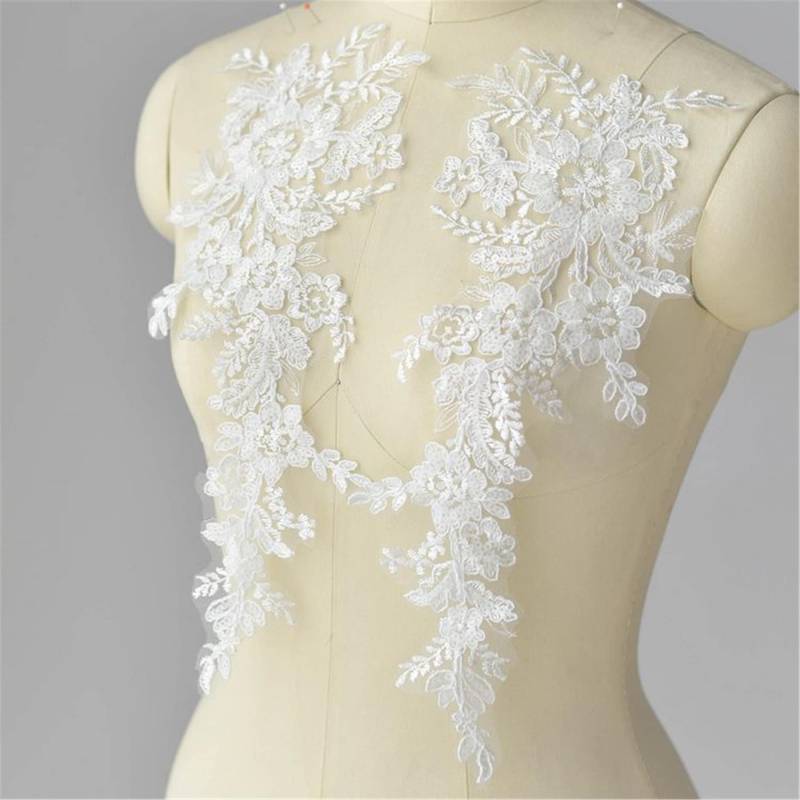 Florale Spitze Applikation Paar Off-White Rayon Brautkleid Verschönerung Florale Spitze Applikation Paar Off-White Rayon Brautkleid Verschönerung von Elmalaceapplique