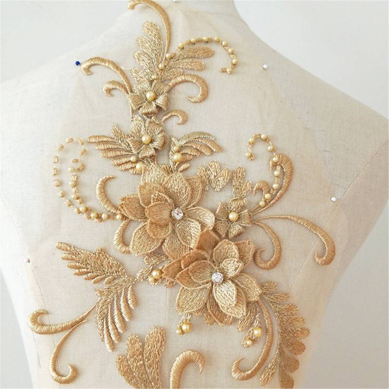 Florale Spitze Applikation Perlen Strass Mieder | 72x23cm Florale Spitze Applikation Perlen Strass Mieder | 72x23cm von Elmalaceapplique