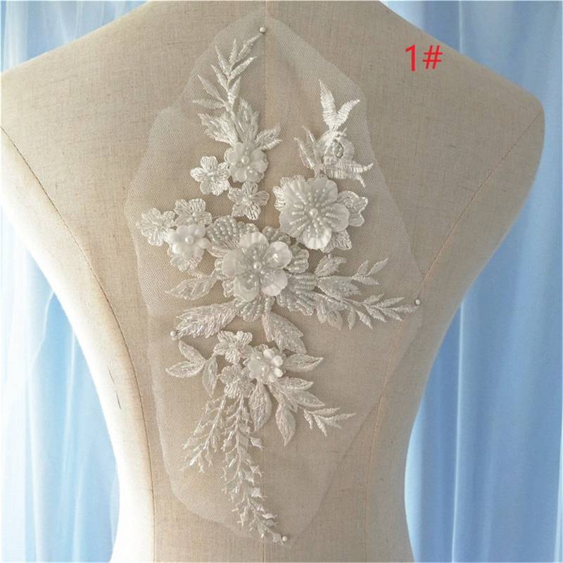 Floraler 3D-Spitzenapplikation Hochzeitskleid-Patch | 28x16.5 cm Floraler 3D-Spitzenapplikation Hochzeitskleid-Patch | 28x16.5 cm von Elmalaceapplique