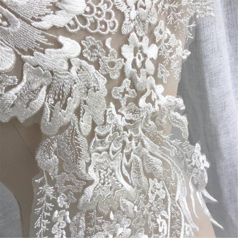 Große Florale Spitzen Applikation Braut Mieder Aufnäher Zum Brautkleid | 65 X 32 cm von Elmalaceapplique