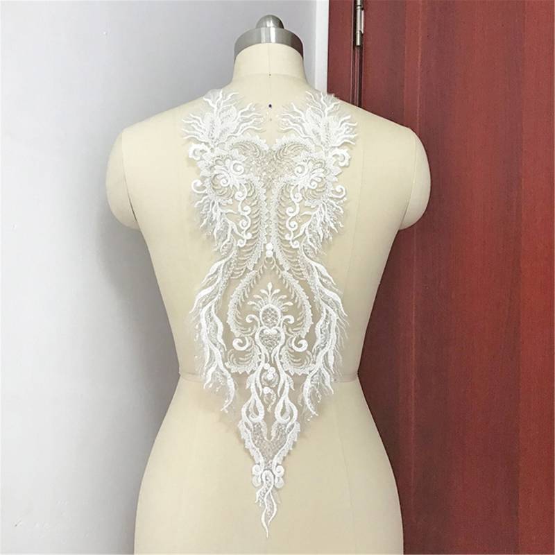 Luxus 3D Perlen Spitze Applikation Braut Hochzeitskleid Mieder Patch von Elmalaceapplique