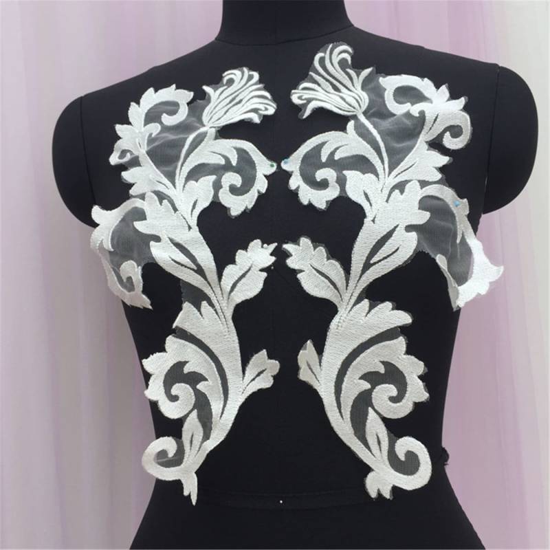 Off-White Rayon-Spitze Applikation Paar Brautkleid Verschönerung 1 Paar Off-White Rayon-Spitze Applikation Paar Brautkleid Verschönerung 1 Paar von Elmalaceapplique