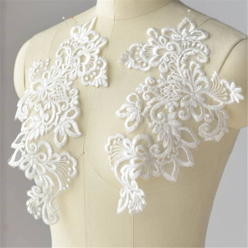 Off-White Rayon-Spitze Applikationen Brautkleid Verschönerung | 1 Paar Off-White Rayon-Spitze Applikationen Brautkleid Verschönerung | 1 Paar von Elmalaceapplique