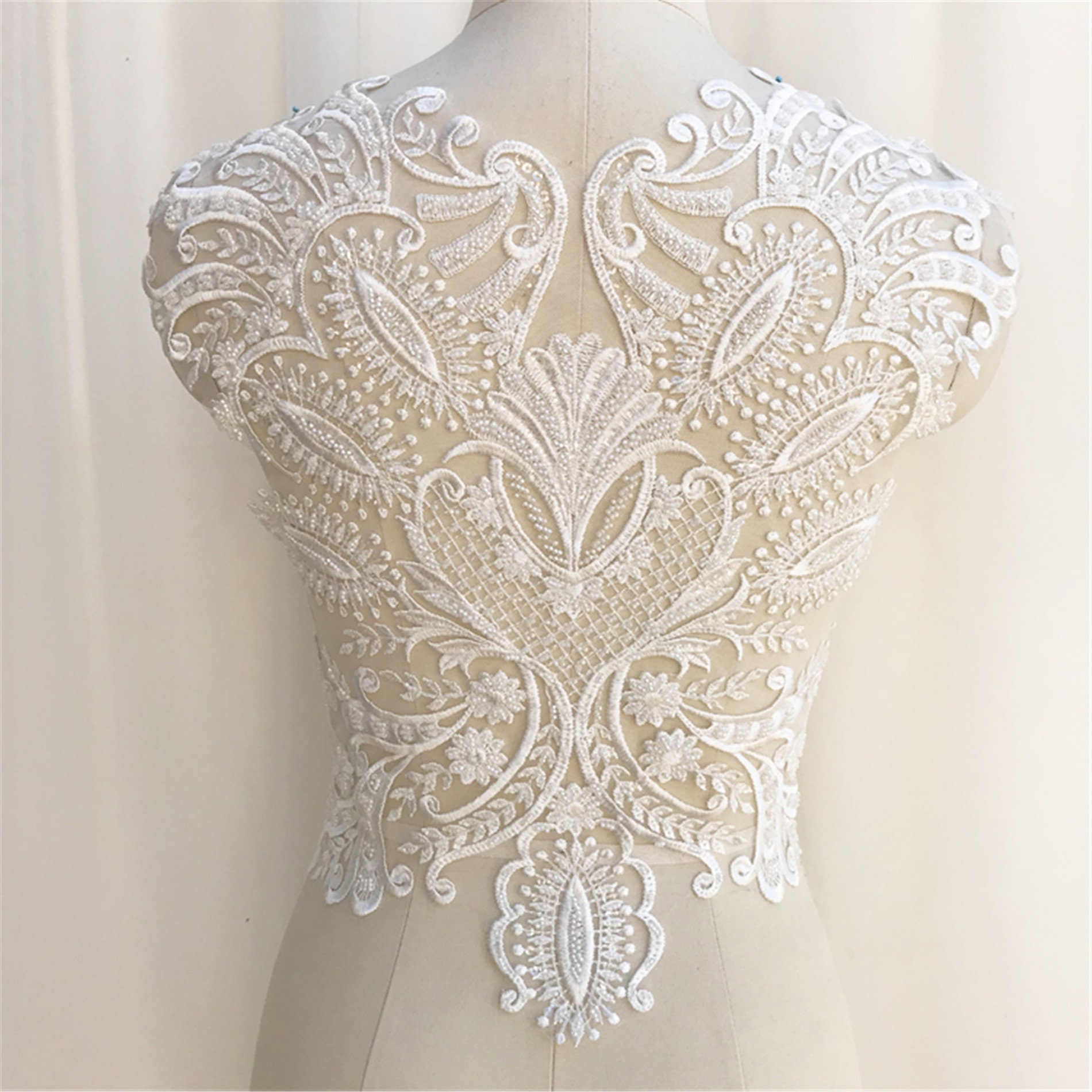 Perlen Spitzen Applikation Brautkleid Kleid Patch Perlen Spitzen Applikation Brautkleid Kleid Patch von Elmalaceapplique