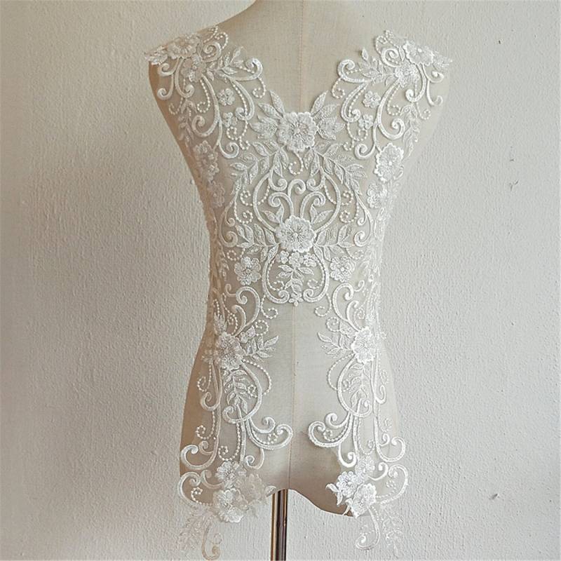 Perlenstickerei Braut Spitzen Applikation Off-White Mieder Patch | 70x18.5 Inches Perlenstickerei Braut Spitzen Applikation Off-White Mieder Patch | 70x18.5 Inches von Elmalaceapplique