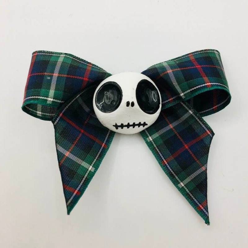 Haarspange Schleife Mit Totenkopf, Original Elmira - Haarspange, Schleif Big, Grün Kariert, Schottisch Tartanmuster, Skull, Bow, Punk, Gothic Haarspange Schleife Mit Totenkopf, Original Elmira - Haarspange, Schleif Big, Grün Kariert, Schottisch Tartanmuster, Skull, Bow, Punk, Gothic von ElmiraBerlin