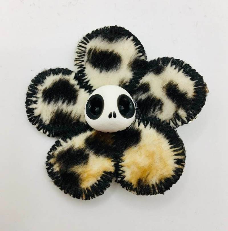 Haarspange Skull Totenkopf Haarclip, Schädel - Blume Elmira Special Flower Smile Small, Leo, Fell, Leopardenmuster, Dia De Los Muertos Haarspange Skull Totenkopf Haarclip, Schädel - Blume Elmira Special Flower Smile Small, Leo, Fell, Leopardenmuster, Dia De Los Muertos von ElmiraBerlin