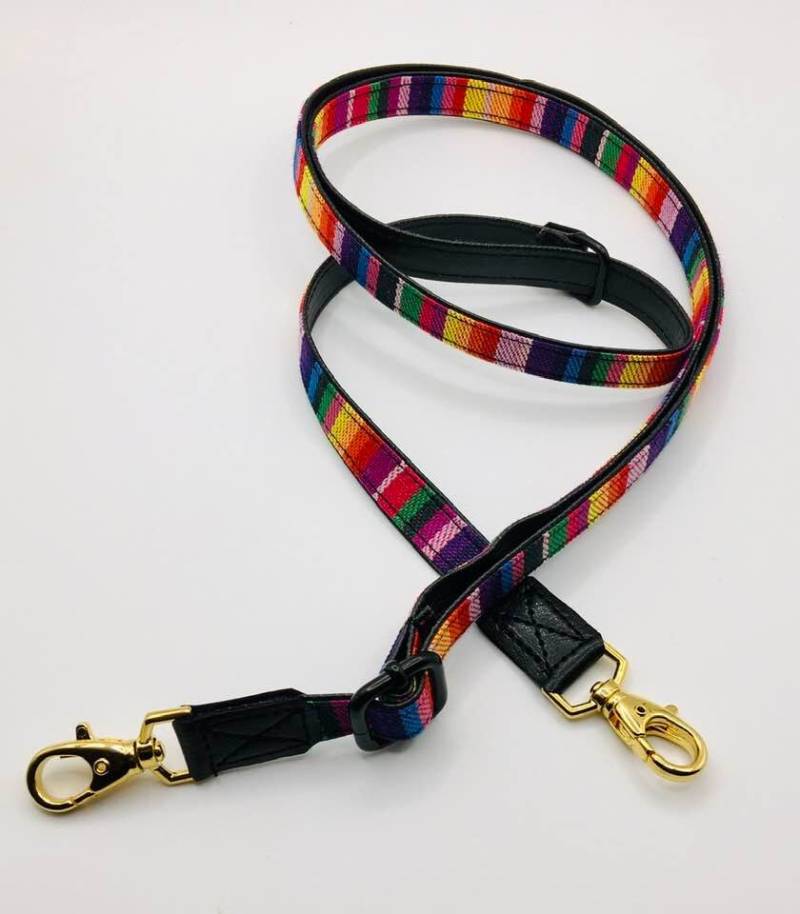 Schultergurt Taschengurt Handygurt Crossbody Ethno Boho Bunt 15 Mm Breit Verstellbar, Hochwertigen Goldenen Karabiner, Lederapplikation von ElmiraBerlin