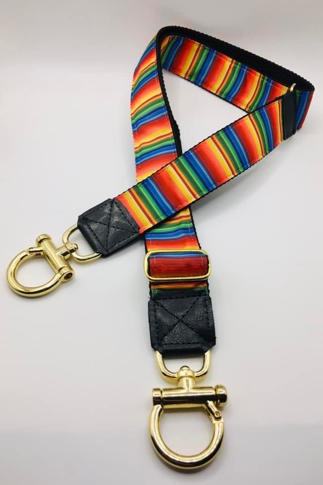 Schultergurt Taschengurt Wechselgurt Bunt Gemustert Ethno Boho 40 Mm Breit Verstellbar, Hochwertigen Goldenen Karabiner, Lederapplikation von ElmiraBerlin