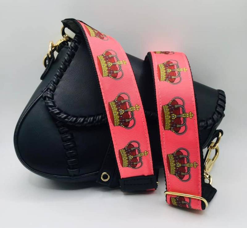 Schultergurt Taschengurt Wechselgurt Krone Crown Apricot 40 Mm Verstellbar Breit Hochwertigen Goldenen Karabiner Und Lederapplikation von ElmiraBerlin