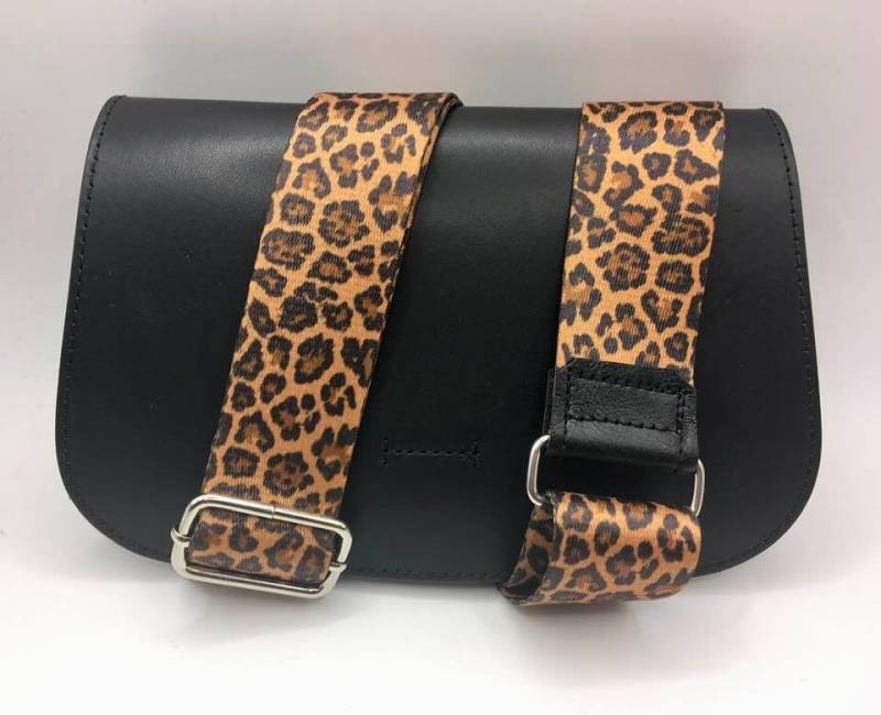 Schultergurt Taschengurt Wechselgurt Leopardenmuster 38 Mm Breit Verstellbar Mit Hochwertigen Silbernen Karabiner Und Lederapplikation von ElmiraBerlin