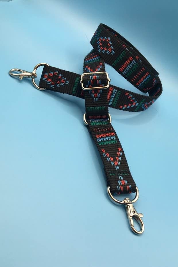 Schultergurt Taschengurt Wechselgurt Schwarz/Bunt Boho Ethnostyle Mit Hochwertigen Silberfarbenen Karabinerhaken von ElmiraBerlin
