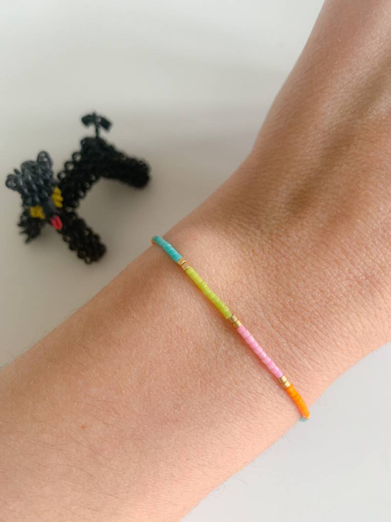 Perlenarmband Armband Freundschaftsarmband Bunt Sommer Fein Filigran Minimalistisch von Elmosshop