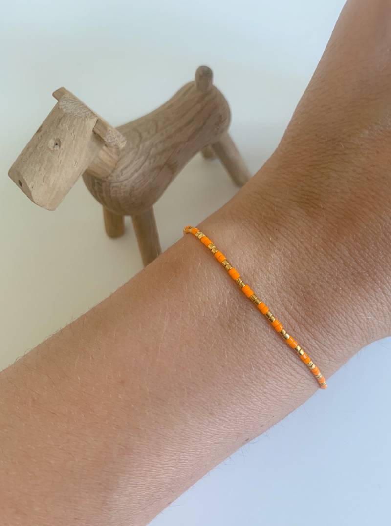 Perlenarmband Armband Freundschaftsarmband Vergoldet Orange Neon von Elmosshop